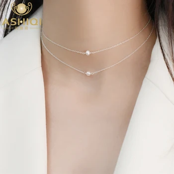 ASHIQI Přírodní Sladkovodní Pearl 925 Sterling Silver pearl náhrdelník náhrdelníky pro ženy