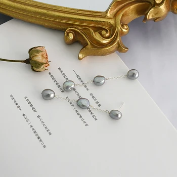 ASHIQI Přírodní Sladkovodní Pearl, Baroko, Dlouhé Náušnice, 925 Sterling Silver Ručně svatební Šperky Dárek pro ženy módní 2020