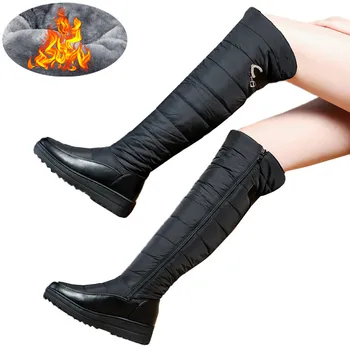 ASUMER 2020 nový vysoce kvalitní dolů teplé snow boty ženy platforma stehna vysoké boty dámské zip zimní boty nad kolena boty