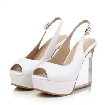 ASUMER módní letní boty žena peep toe přezka klíny boty spony elegantní originální kožené boty platforma vysoké podpatky sandály