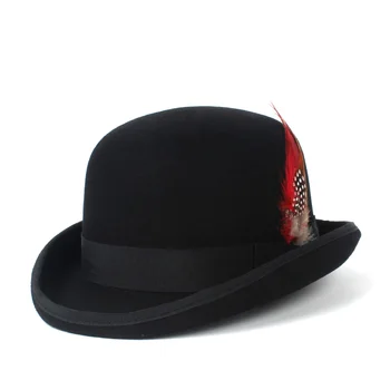 Austrálie Vlněné Plsti Derby Bowler Hat Muži Ženy Šaty Smoking Kostým Steampunk Derby Cap 4Szie S M L XL