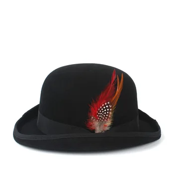 Austrálie Vlněné Plsti Derby Bowler Hat Muži Ženy Šaty Smoking Kostým Steampunk Derby Cap 4Szie S M L XL