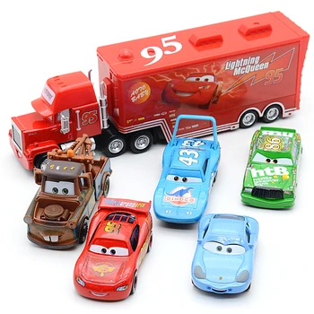 Auta 2 3 Disney Pixar Toy Car Zelený Kombajn Frank Blesk McQueen Slitiny Toy Car Set 1:55 Diecast Model děti Dárek k narozeninám