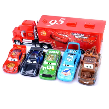 Auta 2 3 Disney Pixar Toy Car Zelený Kombajn Frank Blesk McQueen Slitiny Toy Car Set 1:55 Diecast Model děti Dárek k narozeninám