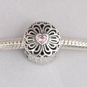Autentické S925 Korálky DIY Šperky Láska & Přátelství Kouzlo fit Lady Náramek Náramek Lady Dárek Růžové Srdce