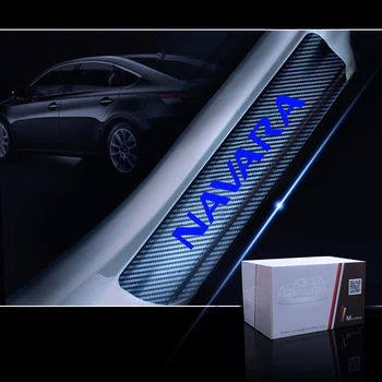 Auto, Dveře, Parapet Protector Šoupat Pro Nissan Navara 4D Carbon Fiber Vinyl Samolepka práh Dveří stráž Interiéru, Auto Příslušenství, 4ks