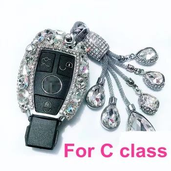 Auto Klíč Pouzdro Pro Mercedes Benz C class GLC260 B200 CLA200 GLA Auto Taška Klíčové Cover Protector Klíč Crystal diamond car styling