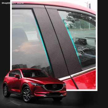 Auto Prostřední Okno Obložení Sloupku Kryt z Uhlíkových Vláken / PVC Proužky Sloupec Dekorace pro Mazda CX5 CX-5 2017 2018 2019 2020 2021
