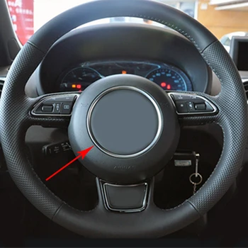 Auto volantu trim centrum logo prsten samolepky dekorace auto příslušenství pro Audi a1 a3 a4 a5 Q3 Q5 Silver chrome ABS