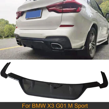 Auto Zadní Nárazník Difuzor Lip pro BMW X3 G01 M Sport 2018-2020 Zadní Nárazník Difuzor Lip Spoiler Splitter karbonový Vzhled/ Lesk Černý