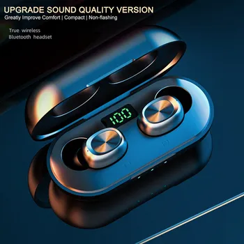 B5 TWS Bluetooth Sluchátka, LED Displej Napájení Streo Bezdrátová Sluchátka S 8D Stereo Zvuk IPX6 Voděodolná S Nabíjecí Box