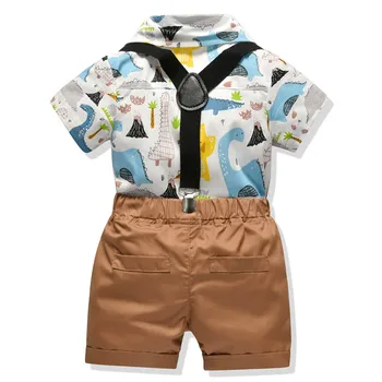 Baby Boy Gentleman Oblečení, Oblek, Vysoce Kvalitní Krátký Rukáv Batole Motýlek Košile Topy+ Šortky Summer Set Dětské Oblečení