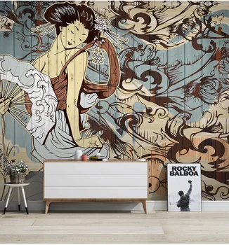 Bacal Dřevo Textury Japonský styl 3d Fotografie Tapety Nástěnné malby pro Restaurace, Kavárna, Bar Pozadí 3D Nástěnné malby, tapety, Samolepky