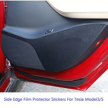 BAFIRE 4 Ks Uhlíkové Vlákno Dveře Auta Protection Filmů Pro Tesla Model 3 Model S Anti Kick Pad Boční Hrany Fólie Protector Samolepky