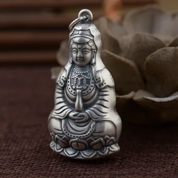 BALMORA 990 Čistého Stříbra Buddha Přívěsky pro Ženy, Muže, Doplňky, Dárek Vintage Buddhistic Stříbrné Šperky Bez Řetězu SY13618