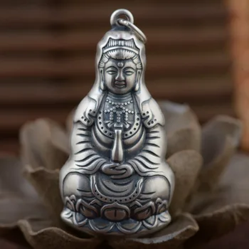 BALMORA 990 Čistého Stříbra Buddha Přívěsky pro Ženy, Muže, Doplňky, Dárek Vintage Buddhistic Stříbrné Šperky Bez Řetězu SY13618