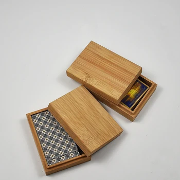 Bambusové Karty Úložný Box s víkem Ploše Dřevěné Poker Hrací Karty Box Případě Pro Hraní Hry Stolní Board Paluba Hra