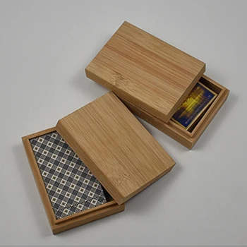 Bambusové Karty Úložný Box s víkem Ploše Dřevěné Poker Hrací Karty Box Případě Pro Hraní Hry Stolní Board Paluba Hra