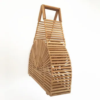 Bambusové Kolo Kabelky pro Ženy 2019 vydlabat Letní Plážové Tašky Ručně vyráběné Dámské Luxusní Značkové Half Moon Tote Bag
