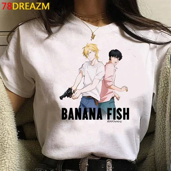 Banán Ryby tričko mužské pár 2021 japonské vintage t shirt estetické roztomilé bílé tričko