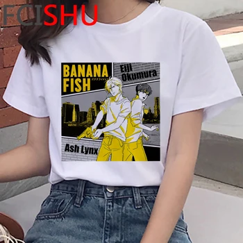 Banán Ryby Vtipné Kreslené Japonské Anime T Shirt Ženy Harajuku Kawaii T-shirt Ullzang Roztomilé Grafické Tričko Manga Top Tees Žena
