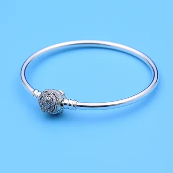 Baofu Nové Originální 925 Sterling Silver Náramek Kráska A Zvíře Lesklé Rose Námořní Modrá Vhodné Pro Dámy Náramek DIY Šperky