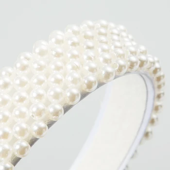 Barokní Jednoduchý Design Plný Imitace Pearl Čelenky pro Ženy Luxusní Ručně Vyrobené Žena Svatební Party Vlasy Obruč Vlasy Příslušenství