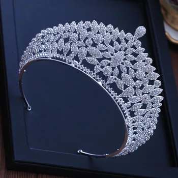 Barokní Luxusní Crystal Leaf Svatební Čelenky Korun Princezna Královna Krásy Drahokamu Závoj, Diadém Čelenka Svatební Vlasy Příslušenství