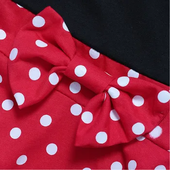 Batole Minnie Šaty Black Red Dot Patchwork Vesta Šaty Luk Kreslený Modelování Mickey Kostýmy Léto, Dítě, Holka, Ležérní Oblečení