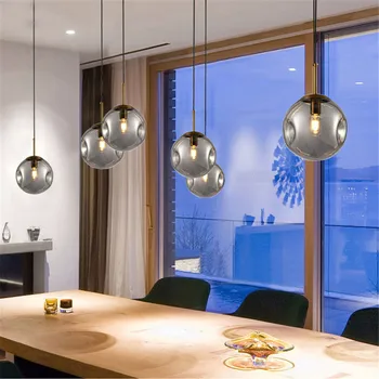 BEIAIDI Moderní Skleněný Míč Přívěsek Světla Nordic LED Závěsné Svítidlo Ložnice, Obývací Pokoj Podkroví Cafe Bar Dekor Osvětlení Svítidlo E27