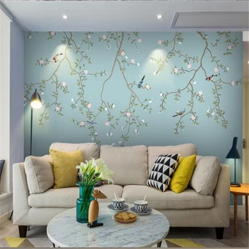 Beibehang Tapety nástěnné vlastní obývací pokoj, ložnici, Čínském stylu, ručně malované švestka květ pero a pták nástěnné domácí dekoraci