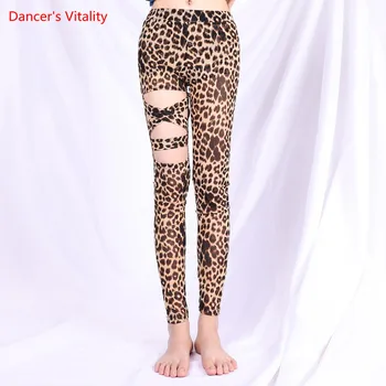 Belly Dance Top Nebo Kalhoty Krajkové Tričko Krátký Rukáv Leopard Tisk Kalhoty Praxe Oblečení Ženské Elegantní Výkonu Oblečení