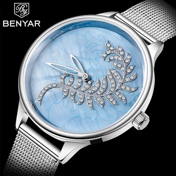 Benyar Luxusní Magnet Spona Quartz Hodinky Pro Ženy, Jednoduchá Rose Gold Desgin Kreativní Náramek Šaty Hodinky Dámy