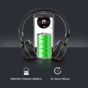 Bezdrátová Sluchátka Bluetooth 5.0 Headset Vysoce Kvalitní Stereo Hudby Sluchátka s Basy a Měkké Chrániče uší Pro Smartphone