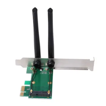 Bezdrátová Síťová Karta WiFi Mini PCI-E Express PCI-E Adaptér, 2 Antény Externí PC