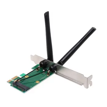 Bezdrátová Síťová Karta WiFi Mini PCI-E Express PCI-E Adaptér, 2 Antény Externí PC