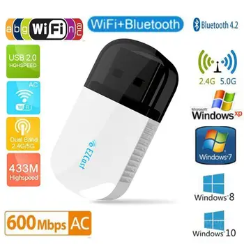 Bezdrátové Bluetooth 4.2 USB WIFI Adaptér 5Ghz Dual Band 600 mb / s Ethernet, USB Lan Wifi Dongle Přijímač Wi-fi AC PC Síťové Karty