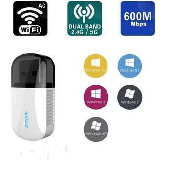 Bezdrátové Bluetooth 4.2 USB WIFI Adaptér 5Ghz Dual Band 600 mb / s Ethernet, USB Lan Wifi Dongle Přijímač Wi-fi AC PC Síťové Karty
