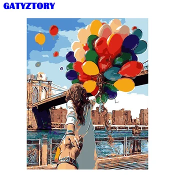 Bezrámové Romantické horkovzdušný Balón DIY Malování Podle Čísel Moderní Nástěnné Umění Malířské Plátno, Akrylové Ručně Malované Unikátní Dárek