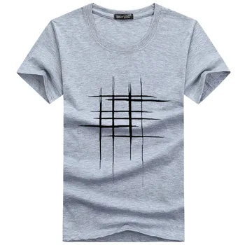 BINYUXD nové Jednoduché kreativní design line cross Print bavlněné T Košile Muži ' s New Příjezdu Letní Styl Krátký Rukáv Men t-shirt
