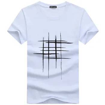 BINYUXD nové Jednoduché kreativní design line cross Print bavlněné T Košile Muži ' s New Příjezdu Letní Styl Krátký Rukáv Men t-shirt