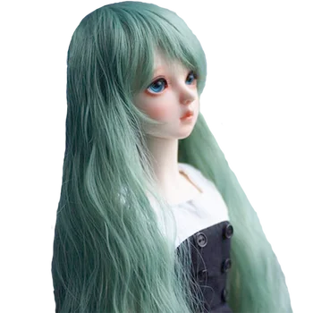 BJD panenka paruka je vhodná pro 1/3 1/4 1/6 rozměry šikmé rány instantní nudle kudrnaté vlasy paví zelená velká vlna panenky příslušenství