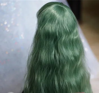 BJD panenka paruka je vhodná pro 1/3 1/4 1/6 rozměry šikmé rány instantní nudle kudrnaté vlasy paví zelená velká vlna panenky příslušenství