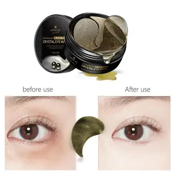 Black Crystal Eye Masky Odstranit Tmavé Kruh, Proti Vráskám Kolagenové Hydratační Oční Náplasti Pod Oči na Spaní Maska, 60pcs