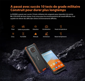 Blackview BV4900 Android 10 tă portable NFC IP68 tă robuste 3GB 32GB Smartphone 5580mAh batterie tă portabl