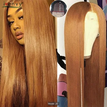 Blondýna Krajky Uzavření Lidské Vlasy Paruky Pro Černé Ženy 4x4 #30 Ombre Lidské Vlasy Paruky Přímo Peruánské Zlato Blond Paruky Non-Remy