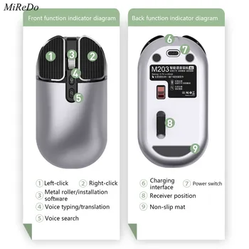 Bluetooth 2.4 G Dual Mode Bezdrátový Ai Hlasové Ovládání Myši Dobíjecí Klidné Myši 35EA