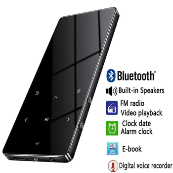 Bluetooth 4.2 MP4 Přehrávač Dotykové Klávesy Ultra tenký MP3 Přehrávač S reproduktor 1,8 Palcový Barevný Displej Bezztrátový Zvuk s FM E-book