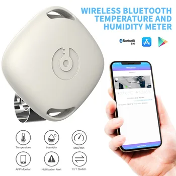 Bluetooth 5.0 Inteligentní Bezdrátový Teploměr Vlhkoměr Pro Android / IOS Krytý Venkovní Teplota Vlhkost Metr Budík