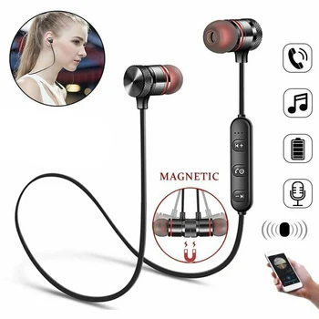 Bluetooth Sportovní Sluchátka Magnetické Běžecké Sluchátka Sluchátka s Mikrofonem Bass QJY99